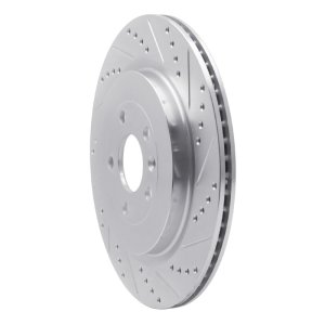 Ford Police Interceptor Sedan Brake Rotor (1) - Rear Right - R1 Concepts - Drilled & Slotted - Silver - `13-`19
